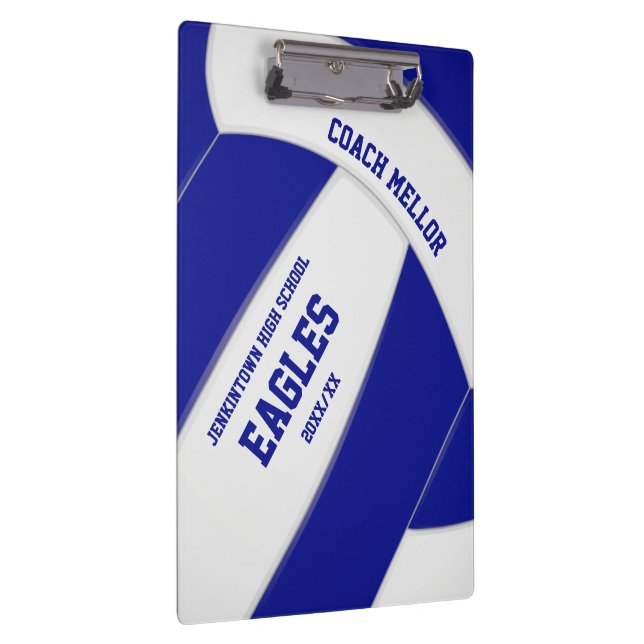 blue white team colours volleyball coach clipboard (Right)