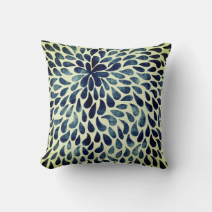 Blue & White Tear Drop Throw Pillow