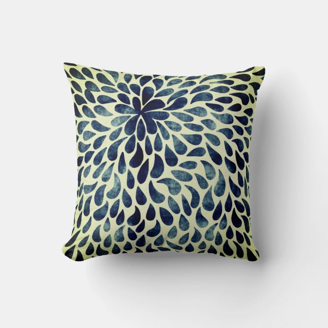 Blue & White Tear Drop  Throw Pillow (Front)