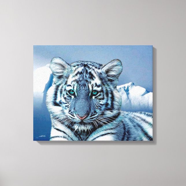 Blue White Tiger Canvas Print (Front)