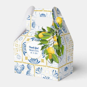 Blue White Tile Lemon Mediterranean Wedding Favor Box