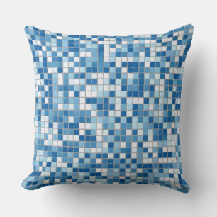 blue white tiles throw pillow