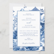 Blue & White Toile Chinoiserie Blue Pagoda Wedding
