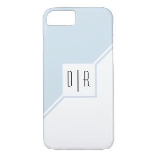 Blue, white triangles, monogram modern geometric Case-Mate iPhone case