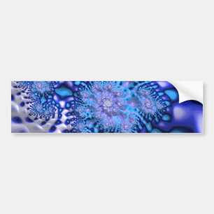 Blue & White Trippy Groovy Fine Fractal Abstract Bumper Sticker