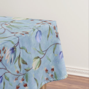 Blue & White Tulips Anemones Pattern  Tablecloth
