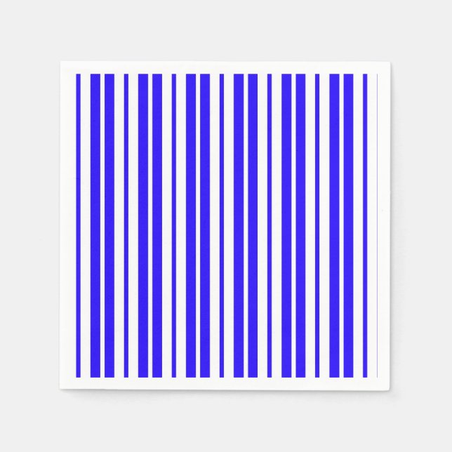 Blue White Vertical Stripes Pattern Napkin (Front)