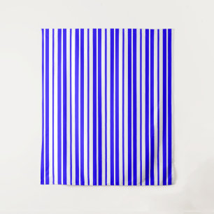 Blue White Vertical Stripes Pattern Tapestry