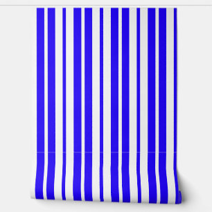 Blue White Vertical Stripes Pattern Wallpaper