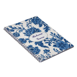 Blue & White Victorian-inspired Floral Print Notebook