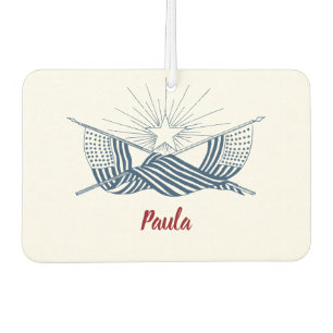 Blue & White Vintage American Flags w/Shining Star Air Freshener