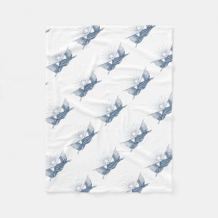 Blue & White Vintage American Flags w/Shining Star Fleece Blanket