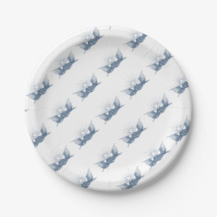 Blue & White Vintage American Flags w/Shining Star Paper Plate