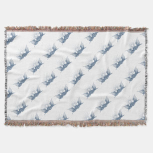 Blue & White Vintage American Flags w/Shining Star Throw Blanket
