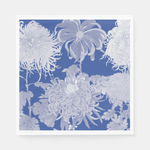 Blue White Vintage Chinoiserie Floral Pattern Napkin