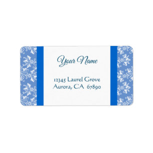 Blue White Vintage Damask Editable Address Label