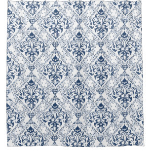 Blue White Vintage Damask Pattern Elegant