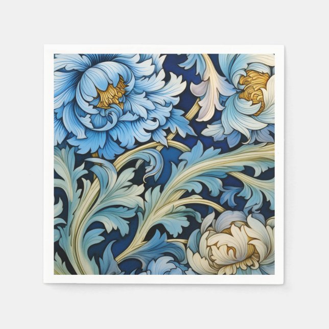 Blue & White Vintage Floral Napkin (Front)