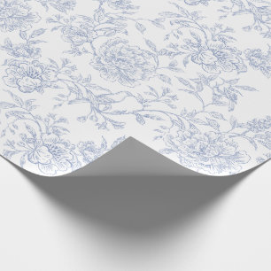 Blue white vintage floral seamless pattern wrapping paper