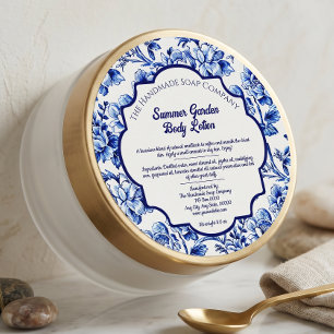 Blue & White Vintage Floral Soap Cosmetics Label
