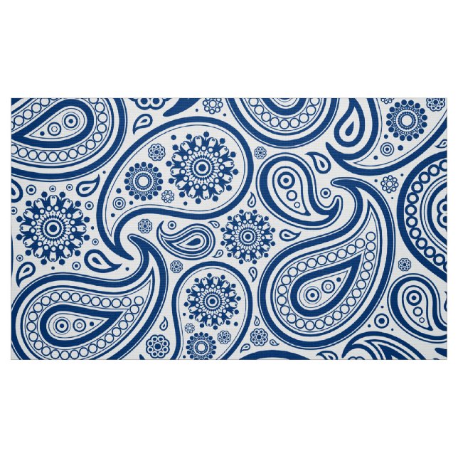 Blue & White Vintage Paisley Pattern Fabric (Fat Quarter)