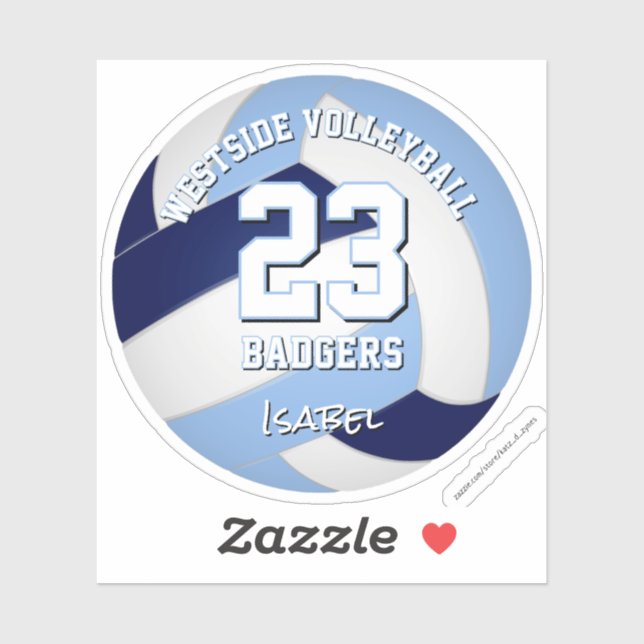 blue white volleyball club colours athlete name  (Sheet)