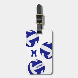 blue white volleyball team colours boys girls luggage tag