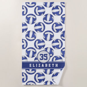 blue white volleyball team colours girls custom beach towel