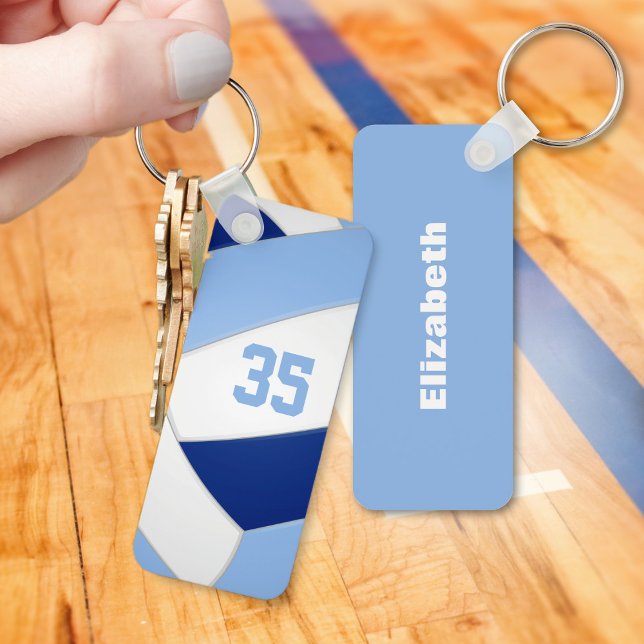 blue white volleyball team colours kids name keychain (Creator Uploaded)