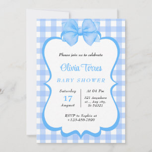 blue White Watercolor  Baby Shower Invitation