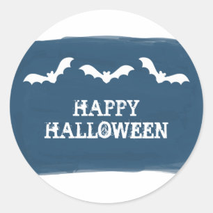 Blue White Watercolor Bats Halloween Stickers