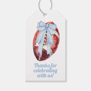 Blue & White Watercolor Football Gift Tag
