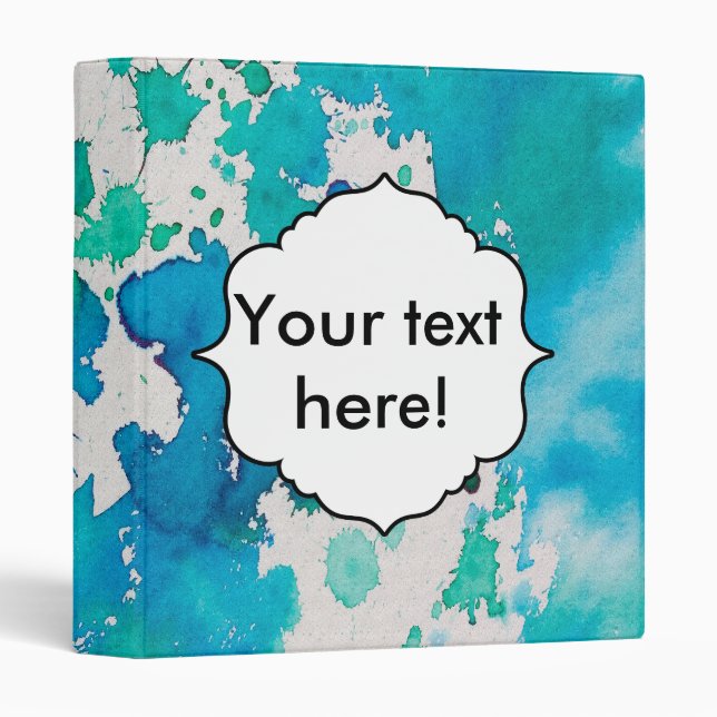 Blue white watercolor splashes binder (Front/Spine)