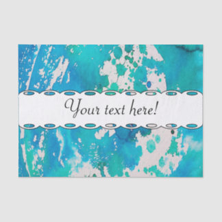 Blue white watercolor splashes tissue paper