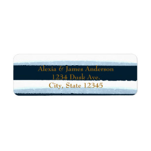 Blue & White Watercolor Stripes Address Labels