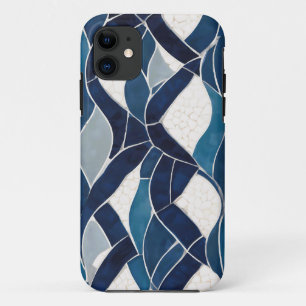 Blue White Wave Pattern 01 iPhone 11 Case