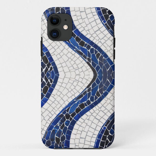 Blue White Wave Pattern 04 Case-Mate iPhone Case (Back)