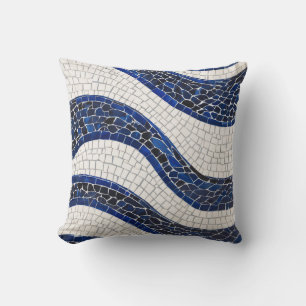 Blue White Wave Pattern 04 Throw Pillow