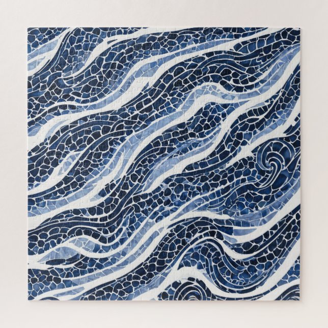 Blue White Wave Pattern 15 Jigsaw Puzzle (Vertical)