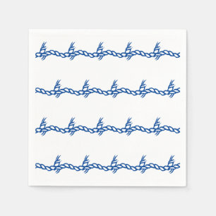 Blue white waves nautical rope party paper napkins