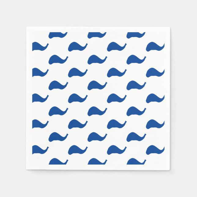 Blue white waves party paper napkin (Front)