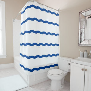 Blue white waves stripes nautical pattern