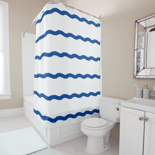 Blue white waves stripes nautical pattern (In Situ)