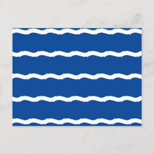 Blue white waves stripes nautical pattern holiday postcard