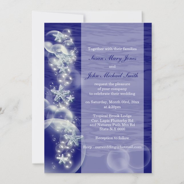 Blue white wedding engagement anniversary invitation (Front)