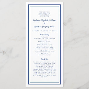 Blue & White Wedding Service Ceremony Minimalist P Program