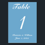 Blue White Wedding Table No. Cards<br><div class="desc">Pretty light ocean Blue White Wedding Reception Table Number Cards (or other event). FOR EASE: FIRST TYPE IN THE "BRIDE & GROOM'S NAMES & DATE OF WEDDING" on Front/Back of Card. THEN TYPE IN "EACH TABLE NUMBER" SEPARATELY on Front/Back of Card AND ADD TO SHOPPING CART, Ex. Table 1, Table...</div>