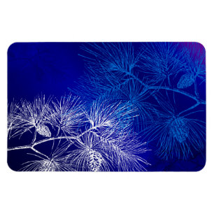 Blue White Winter Holiday Pine Magnet