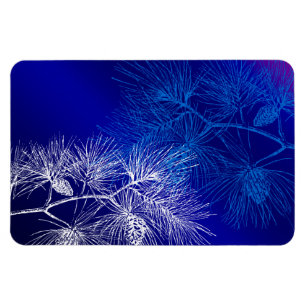 Blue White Winter Pine Pattern Flexible Magnet