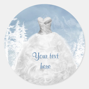 Blue White Winter Quinceanera Stickers